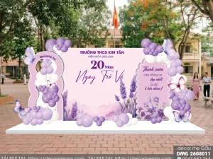 File Thiết Kế Backdrop Họp Lớp Kỷ Niệm 20 Năm Ngày Trở Về Tone Tím Lavender
