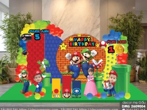 File Thiết Kế Backdrop Sinh Nhật Và Thôi Nôi Bé Trai Chủ Đề Super Mario