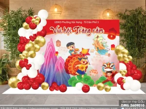 Mẫu Backdrop Trung Thu Vui Hội Trăng Rằm Thiết Kế Đẹp File Vector AI PNG