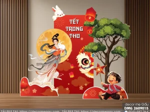 File Thiết Kế Backdrop Tết Trung Thu Chị Hằng Và Chú Cuội Đẹp Lộng Lẫy