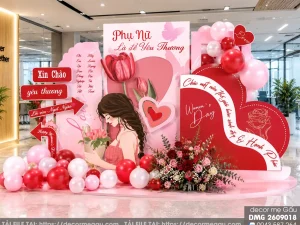 File Thiết Kế Backdrop Women’s Day Phụ Nữ Là Để Yêu Thương Tone Hồng Đỏ Ngọt Ngào