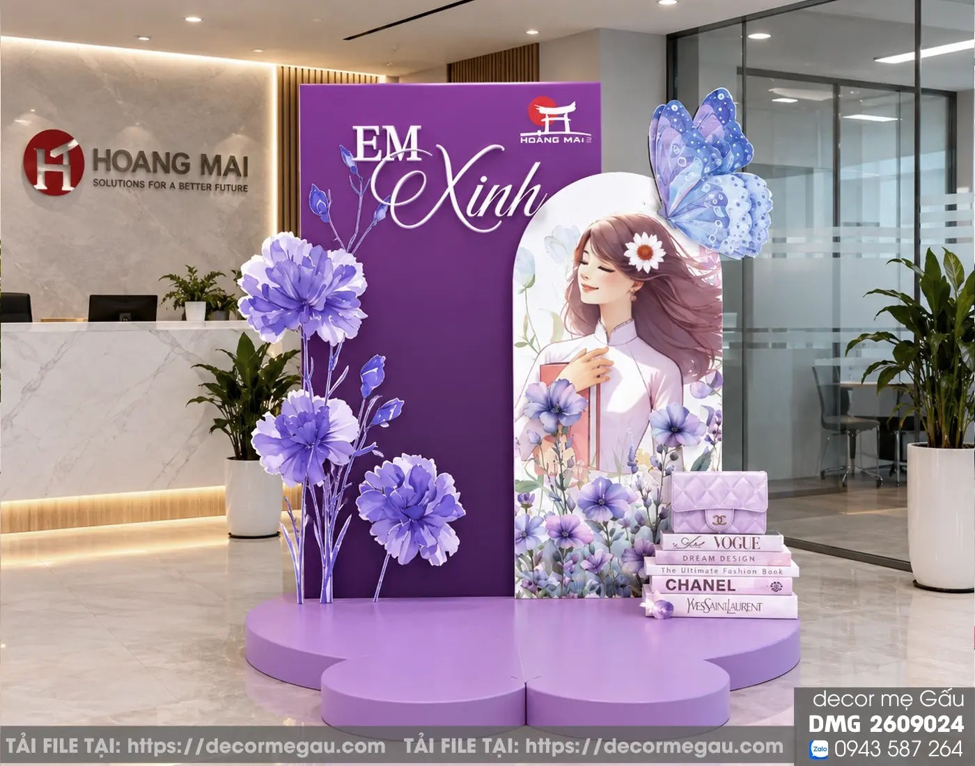 File Thiết Kế Backdrop Women's Day Tông Tím Sang Trọng - Em Xinh