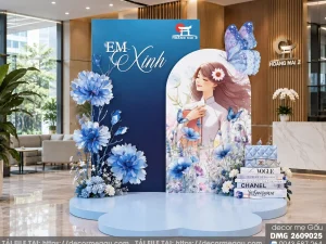 File Thiết Kế Backdrop Tiểu Cảnh Women’s Day ‘Em Xinh’ Tone Xanh Dương