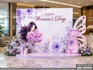 File Thiết Kế Backdrop Happy Women’s Day Tone Tím Nghệ Thuật Sang Trọng