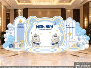 File Thiết Kế Backdrop Sinh Nhật Bé Trai Chủ Đề Gấu Trắng Dễ Thương – Decor Mẹ Gấu