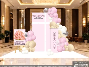 File Thiết Kế Backdrop Khai Trương Grand Opening Tone Hồng Sang Trọng