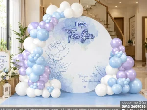 File Thiết Kế Backdrop Tiệc Tân Gia Tone Xanh Dương Tím Pastel Nhã Nhặn