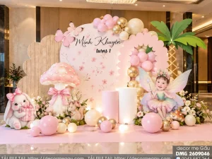 File Thiết Kế Backdrop Sinh Nhật Thôi Nôi Bé Gái Chủ Đề Cổ Tích Thần Tiên Tông Hồng – Decor Mẹ Gấu