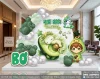 File Thiết Kế Backdrop Đầy Tháng Bé Trai Tuổi Ngọ Chủ Đề Trái Bơ Màu Xanh Lá Dễ Thương