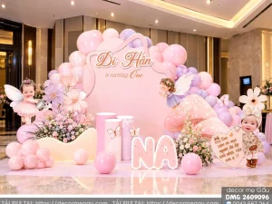 File Thiết Kế Backdrop Sinh Nhật Bé Gái Chủ Đề Cổ Tích Nàng Tiên Hoa Dễ Thương