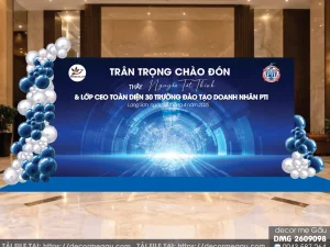 File Thiết Kế Backdrop Chào Đón Lớp Học CEO Doanh Nhân Sang Trọng Tone Xanh Dương