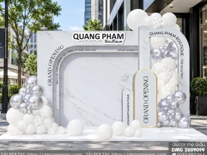 File Thiết Kế Backdrop Khai Trương Cửa Hàng Thời Trang Nam Quang Pham Boutique Sang Trọng