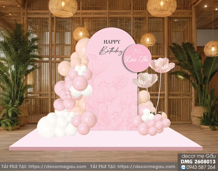 File Thiết Kế Background Sinh Nhật Ms Diệu Thu Tông Hồng Pastel Sang Trọng