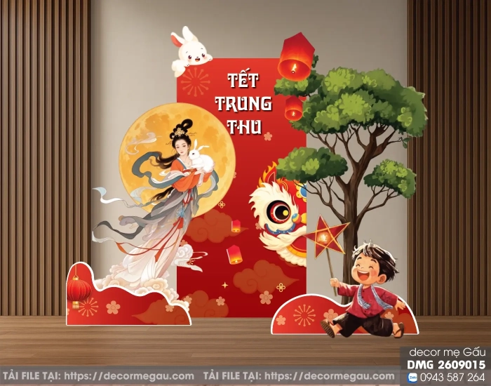 File Thiết Kế Backdrop Tết Trung Thu Chị Hằng Và Chú Cuội Đẹp Lộng Lẫy