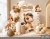 File Thiết Kế Backdrop Đầy Tháng Bé Trai Tuổi Ngọ Tông Nâu Be Dễ Thương