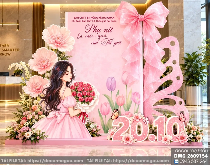 File Thiết Kế Backdrop 20/10 Ngày Phụ Nữ Việt Nam Tone Hồng Ngọt Ngào
