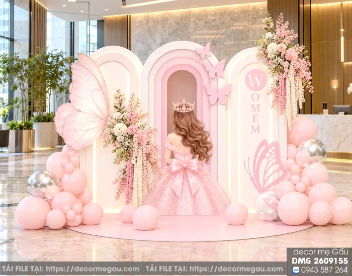 File Thiết Kế Background Women’s Day Tone Hồng Công Chúa Sang Trọng