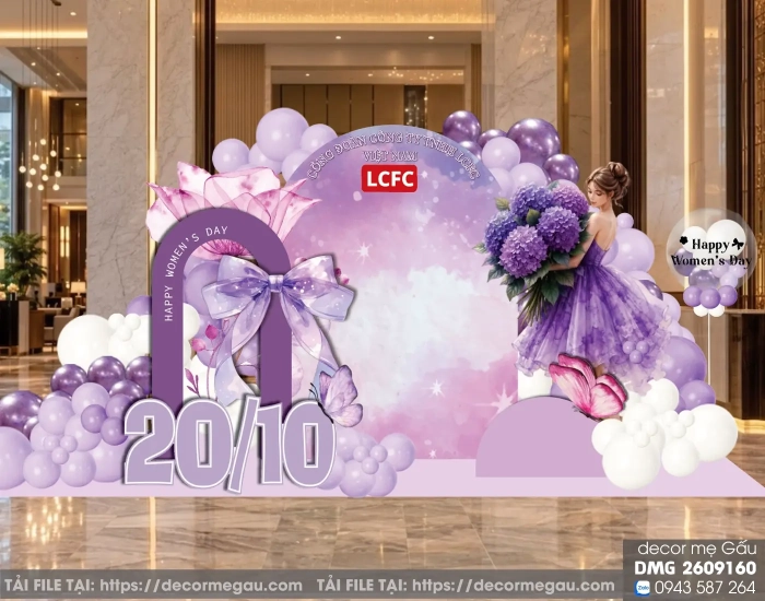 File Thiết Kế Background 20/10 Happy Women’s Day Tone Tím Sang Trọng